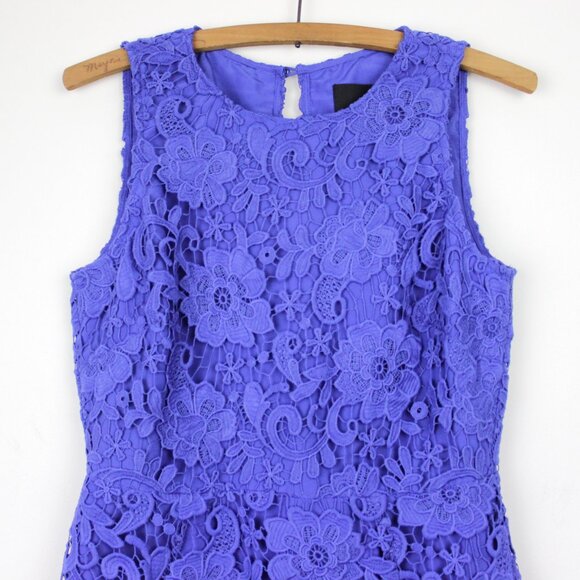 NWT J. Crew Lace Overlay Blue Sheath Dress, Cocktail Dress, Wedding Guest Dress - Picture 4 of 9